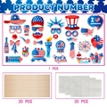 Set de 30 accesorios de fotos para el 4 de julio con motivos de la bandera de EE. UU. - Tema Día De La Independencia (Set De 30)