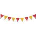 Dettaglio bandierine Paisley rosse e gialle per decorazioni festa a tema cowboy western - Striscione a Bandierine Triangolari