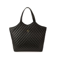 Schwarze gesteppte Shopper-Tasche mit goldenem Kleeblatt-Logo aus Glanzleder - Temperament Schwarz
