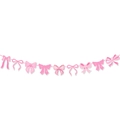 Close-up of pink glitter bow party banners and hanging decorations for baby showers - Small Butterfly String