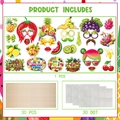 DIY-Fotorequisiten-Set Frucht-Thema mit Papiermasken, 30 Holzstäben und Klebepunkten - Fruit-Party-Serie