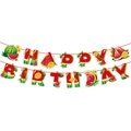 Close-up of watermelon themed Happy Birthday banner with fruit textures and floral elements - Watermelon Letter Banner
