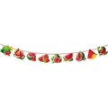 Close-up of watermelon themed party banner with vibrant red and green fruit cutouts - Small Watermelon Banner
