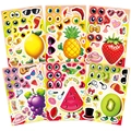 Set di 6 adesivi fai-da-te a tema frutta con fragola ananas anguria per feste bambini - Set da 6 Fogli