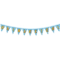 Striscione Oktoberfest a scacchi bianchi e blu con lettere gialle per decorazioni - Ghirlanda Triangolare A