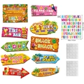 Set di cartelli di benvenuto Aloha Luau hawaiani con motivi tropicali e tiki - Segnaletica Stile Hawaiano (10 Carte + 1 Adesivo + 2 Punti Colla)