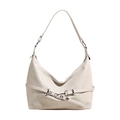 Borsa sottospalla bianco crema capiente in ecopelle lucida con fibbia in metallo argento - Bianco