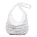 Bolso de hombro acolchado blanco para mujer con diseño de nube y textura suave chic - Grande / Blanco