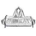 Bolso bandolera de algodón acolchado plateado metalizado con relleno y correa ancha - Plateado