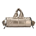 Bolso cilíndrico dorado metalizado de algodón espacial con diseño acolchado - Champán