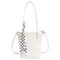 Bolso saco trenzado blanco con detalle de pañuelo y correa de hombro extraíble - Blanco Roto