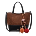 Secchiello retrò bicolore marrone e nero con ciondolo boho e tracolla regolabile - Con Ciondolo / Marrone