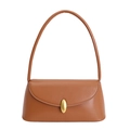 Vintage Baguette-Tasche aus Leder in Karamell mit goldener Schnalle und Schultergurt - Braun