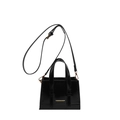 Bolso bandolera de cuero PU negro con asa superior y letras doradas de moda - Negro