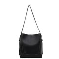 Borsa a secchiello nera minimalista con trama a grana litchi e fibbia in metallo - 25*10*26 / Nero