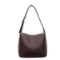 Sac hobo femme café noir en cuir grainé lychee avec bandoulière réglable argentée - Marron