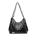 Bolso tote negro grande de cuero con cadena plateada y detalle de colgante de corazón - Negro