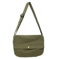Bolso bandolera de lona verde militar minimalista con correa ajustable y botón de metal - Verde Militar