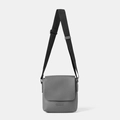 Gray textured PU leather crossbody bag with adjustable strap and HEYMISTER brand logo - Gray