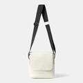 Minimalist creamy white crossbody bag with adjustable wide strap and front logo - White