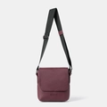 Compact wine red crossbody bag for women with pebbled leather texture and flap cover - Burgundy