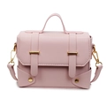 Pink vintage small square bag for women with gold buckles and detachable shoulder strap - Pink