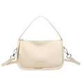 Sac bandoulière en cuir blanc crème avec détails argentés et poignée sur fond blanc - Blanc Cassé