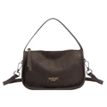 Sac bandoulière rétro marron foncé avec cuir grainé et chaîne métallique élégante - ébène