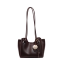 Borsa tote marrone scuro in pelle PU con manico a nodo e ciondolo a forma di gelato - Con Ciondolo / caffè