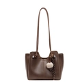 Borsa tote in pelle marrone scuro con manici annodati e ciondolo a forma di gelato - Con Ciondolo / Caramello