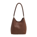 Retro deep brown woven hobo bucket bag with a chic braided shoulder strap for women - Brown
