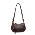 Deep brown faux leather crossbody bag with knot straps and gold hardware accents - With Pendant / Coffee