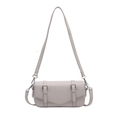 Light purple cylindrical crossbody bag with lychee texture and silver buckles - Gray