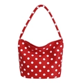 Chic red canvas shoulder bag with white polka dots for a vintage 2026 spring style - Red with Pendant