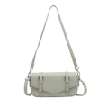 Light sage green messenger bag with lychee texture and silver buckle accents - Green