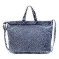 Große Denim-Tragetasche mit Vintage-Säurewaschung und verstellbarem Schultergurt-Design - Vintage-Blau