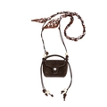 Mini Umhängetasche aus dunkelbraunem Wildleder mit Perlen und Schalriemen im Retro-Stil - Braun