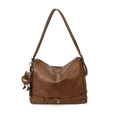 Borsa hobo in similpelle marrone con tracolla e un grazioso ciondolo di peluche - Con Ciondolo / Marrone