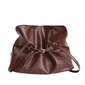 Sac à bandoulière froncé marron foncé avec cordon de serrage et lanière réglable - Marron
