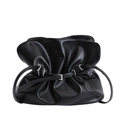 Sac fourre-tout noir plissé style nuage avec boucle de ceinture et œillets argentés - Noir