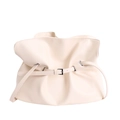 Sac à épaule minimaliste blanc crème en similicuir avec cordon de serrage et boucle - Blanc