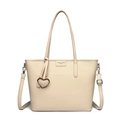 Borsa tote bianco crema in pelle PU grana litchi con ciondolo a cuore e tracolla - Albicocca