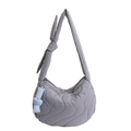 Graue gesteppte Tragetasche für Damen mit Wellennaht und dekorativem Schleifenriemen - 37x9x28cm / Grau