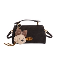 Bolso bandolera de ante sintético marrón oscuro con hebilla dorada y colgante suave - PU Café