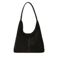 Classic black hobo shoulder bag with white contrast stitching and a smooth matte finish - Black