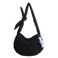 Borsa a tracolla trapuntata nera con texture a bolle e ciondolo a nuvola azzurra - 37x9x28cm / Nero