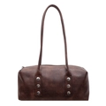 Bolso bajo el brazo vintage marrón con remaches plateados y acabado de cuero sintético - Marrón