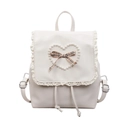 Zaino bianco crema con pizzo, cuore di perle e fiocco a quadri in uno stile dolce - Bianco Sporco