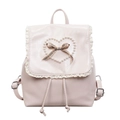 Zaino in pelle rosa con cuore di perle, bordo in pizzo e fiocco a trama scozzese - Rosa