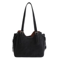 Borsa tote nera minimalista in pelle opaca con tracolla regolabile e finiture dorate lucide - Nero